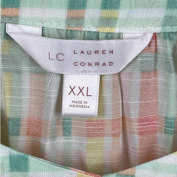 LC Lauren Conrad  plaid V Neck Peasant Blouse Size  XXL (NWOT) - Picture 6 of 11